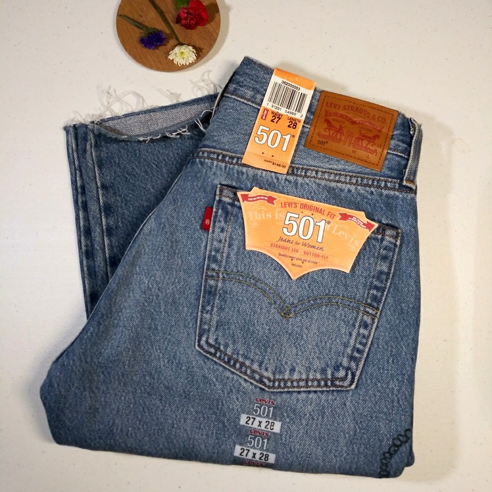 NWT Levi's Distressed Raw Edge 501 Jeans Pattern - Picture 2 of 6